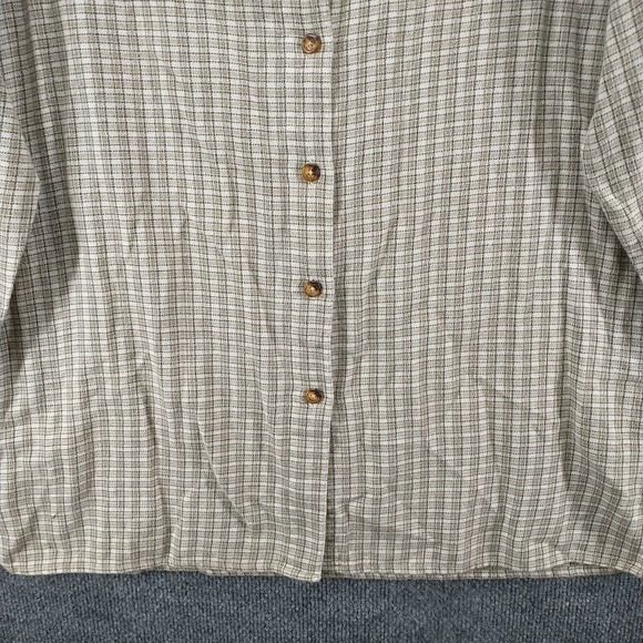 Orvis Men's Button Up Shirt Long Sleeve Tan L Checkered Cotton - Picture 4 of 12